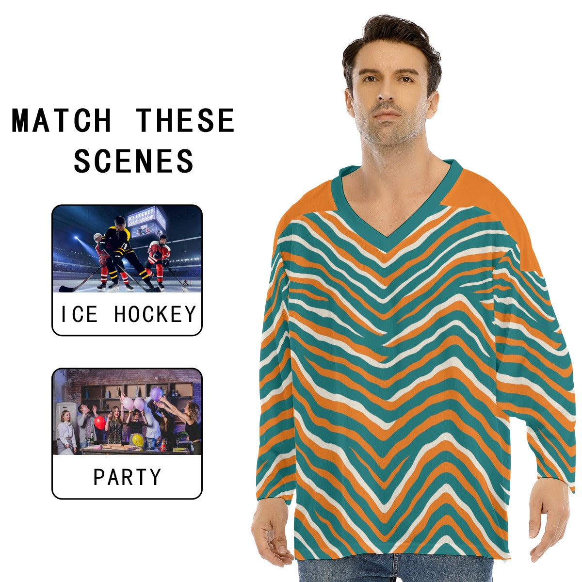 Miami Football Game Day All-Over Print Men's V-neck Ice Hockey Jersey