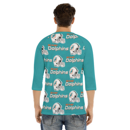 Miami Football Game Day All-Over Print Men's Bracelet Sleeve T-shirt With Button Closure