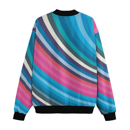 Spray Paint Drips Gradient Rainbow Strips Fleece Bomber Jacket – Colorful Streetwear Fashion
