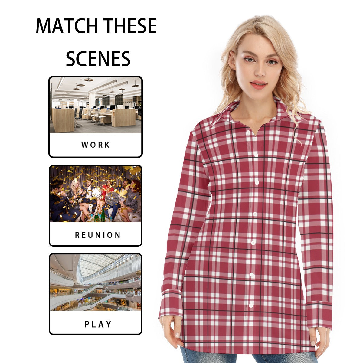 Alabama - Crimson Tide tartan plaid  Women's Long Shirt