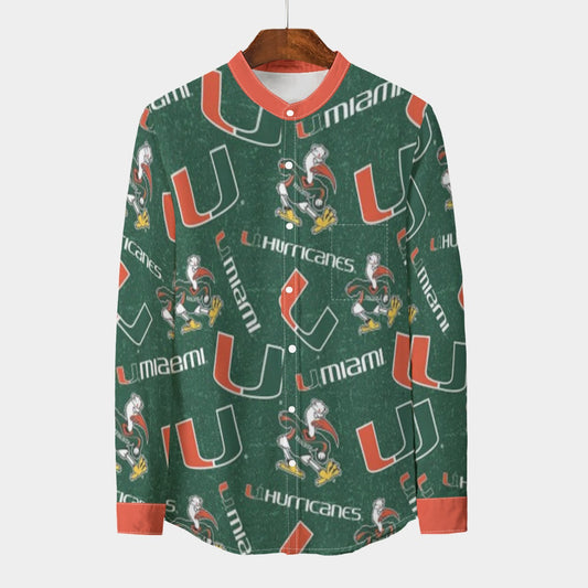 Urban Legend Miami – Hurricanes Stand Collar Shirt With Long Sleeve | 110GSM Imitation Flax