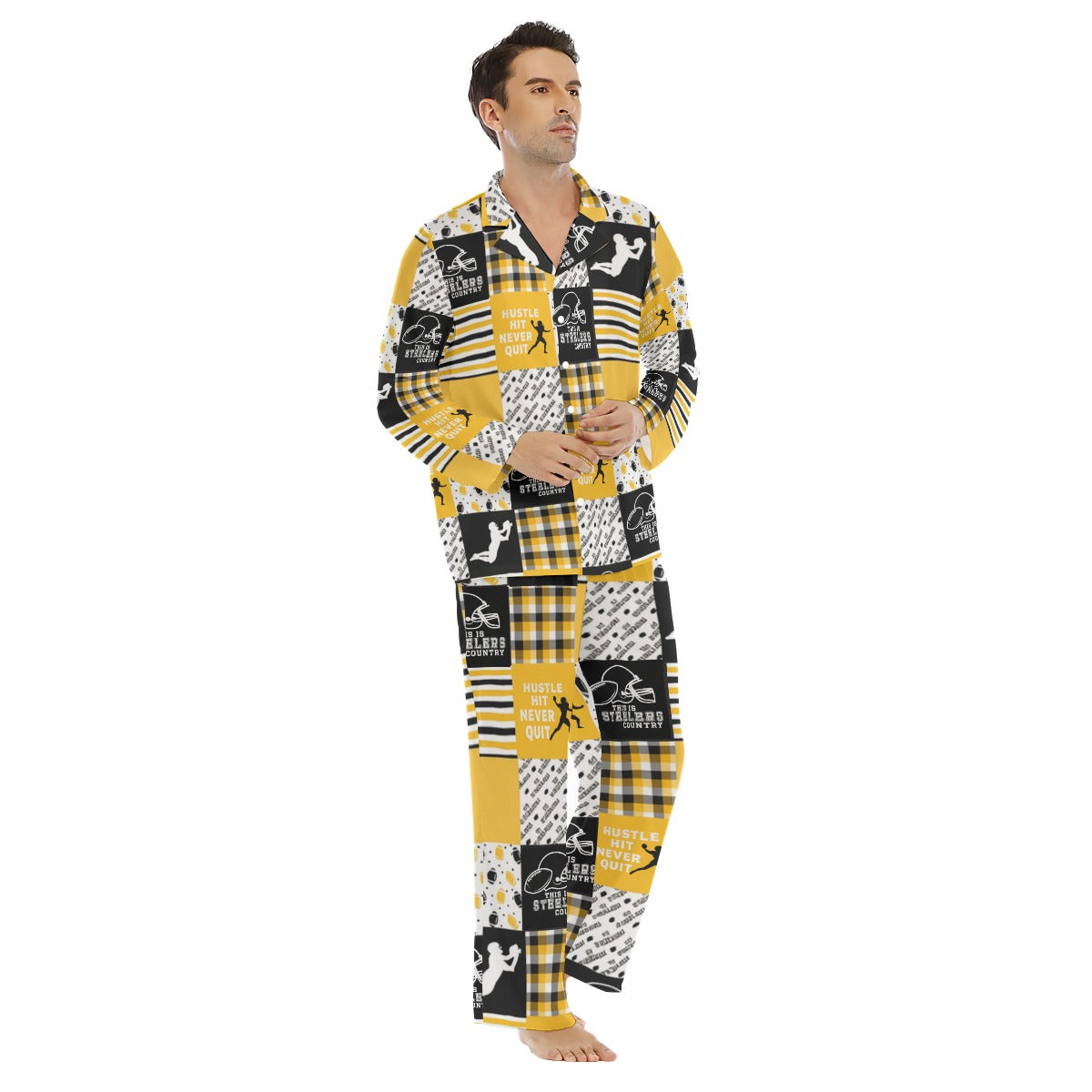 Pittsburgh Steelers Men's Lapel Pajama Set