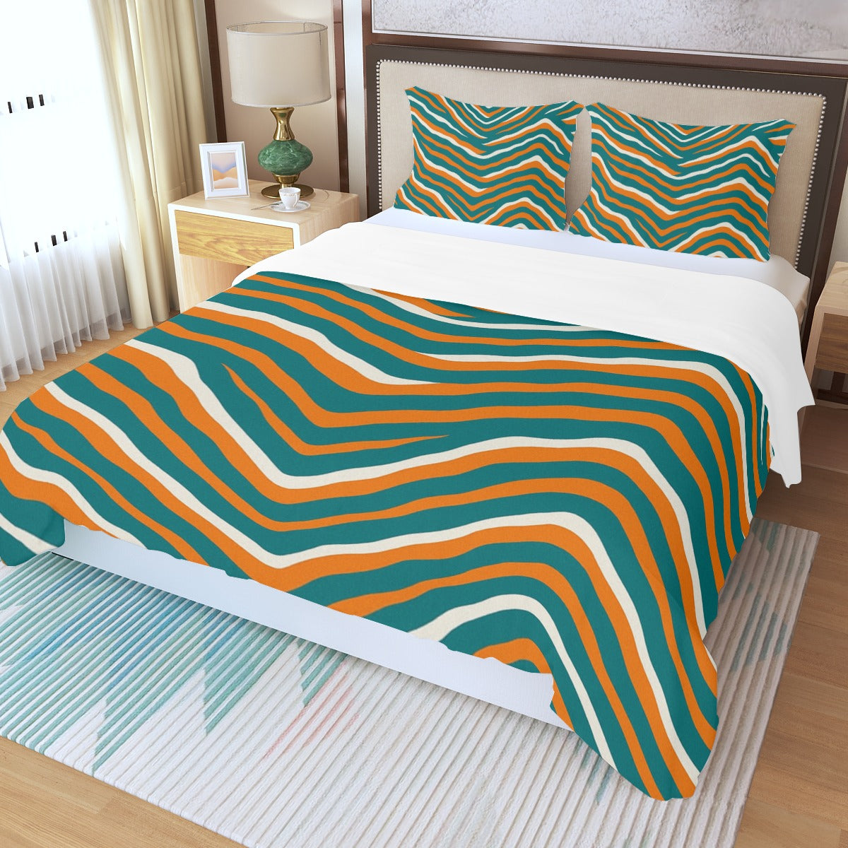 Miami Football Game Day Three Piece Duvet Bedding Set