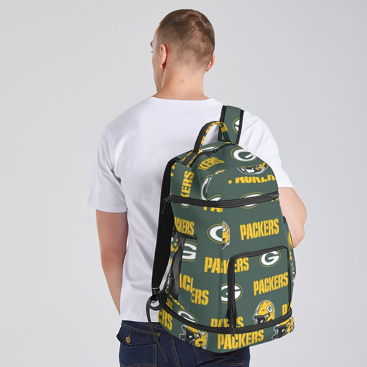 Green Bay Football Game Day All-Over Print Multifunctional Backpack