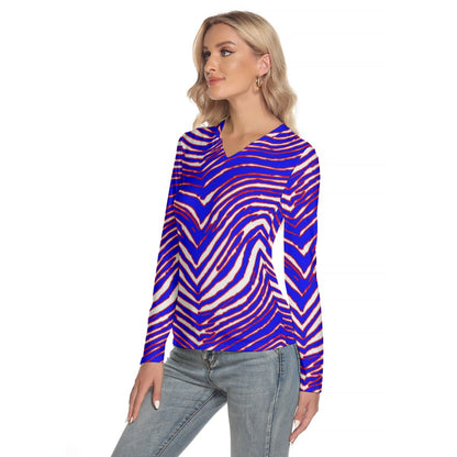 Buffalo Bills Zubaz Women's V-Neck Long Sleeves T-Shirt