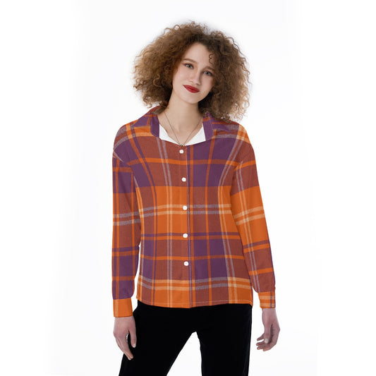 Clemson  tartan plaid  Women's Satin Shirt