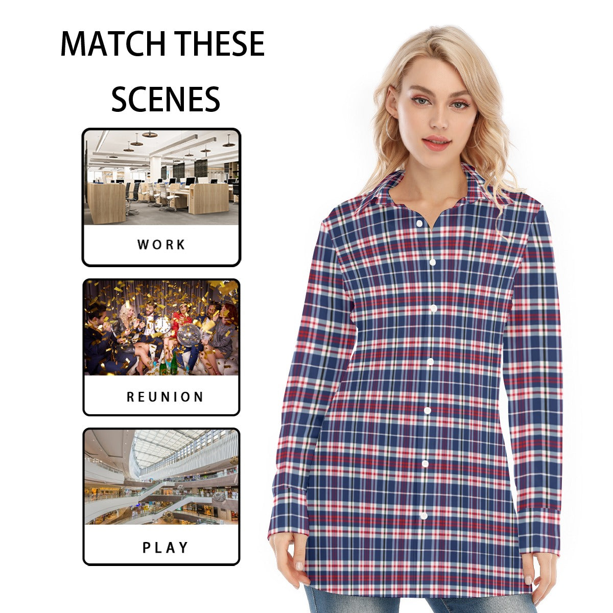 Mississippi Tartan Plaid Ole Miss Rebels Women's Long Shirt