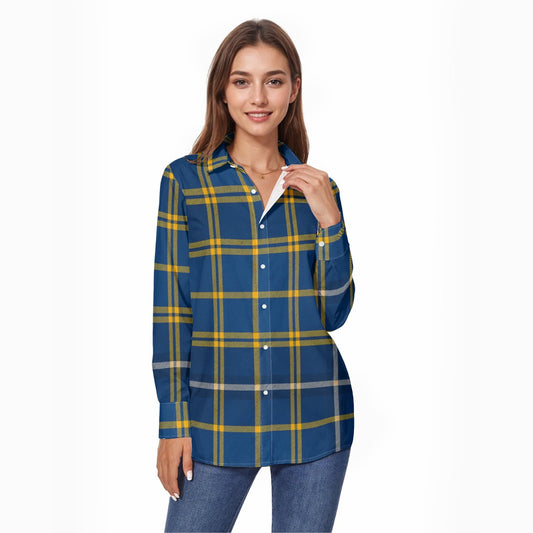 California Los Angeles UCLA Bruins Tartan Plaid  Women's Comfort Shirt With Button|125GSM Cotton