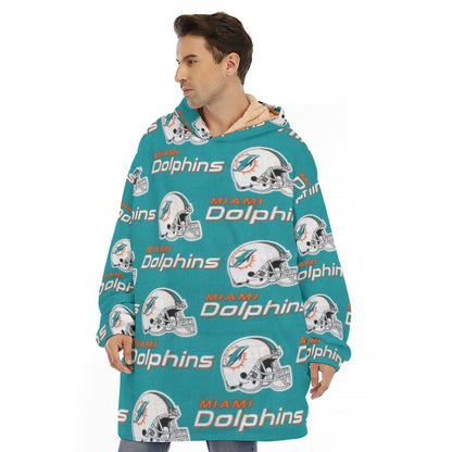 Miami Football Game Day All-Over Print Unisex Sherpa Fleece Hoodie Blanket