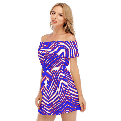 Buffalo Bills Zubaz Women's Off-shoulder Dress With Ruffle