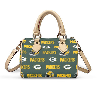 Green Bay Football Game Day Classic Barrel-Shaped PU Leather Handbag