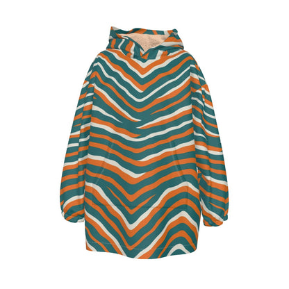 Miami Football Game Day All-Over Print Kid's Sherpa Fleece Hoodie Blanket