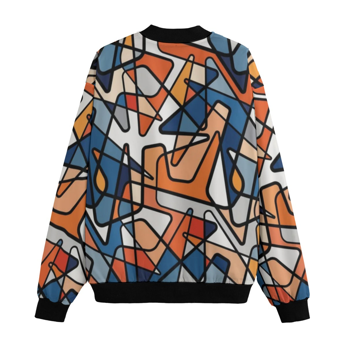 Urban Legend 90s Street Icons Abstract Geometric Mesh Tangle Black Fleece Bomber Jacket