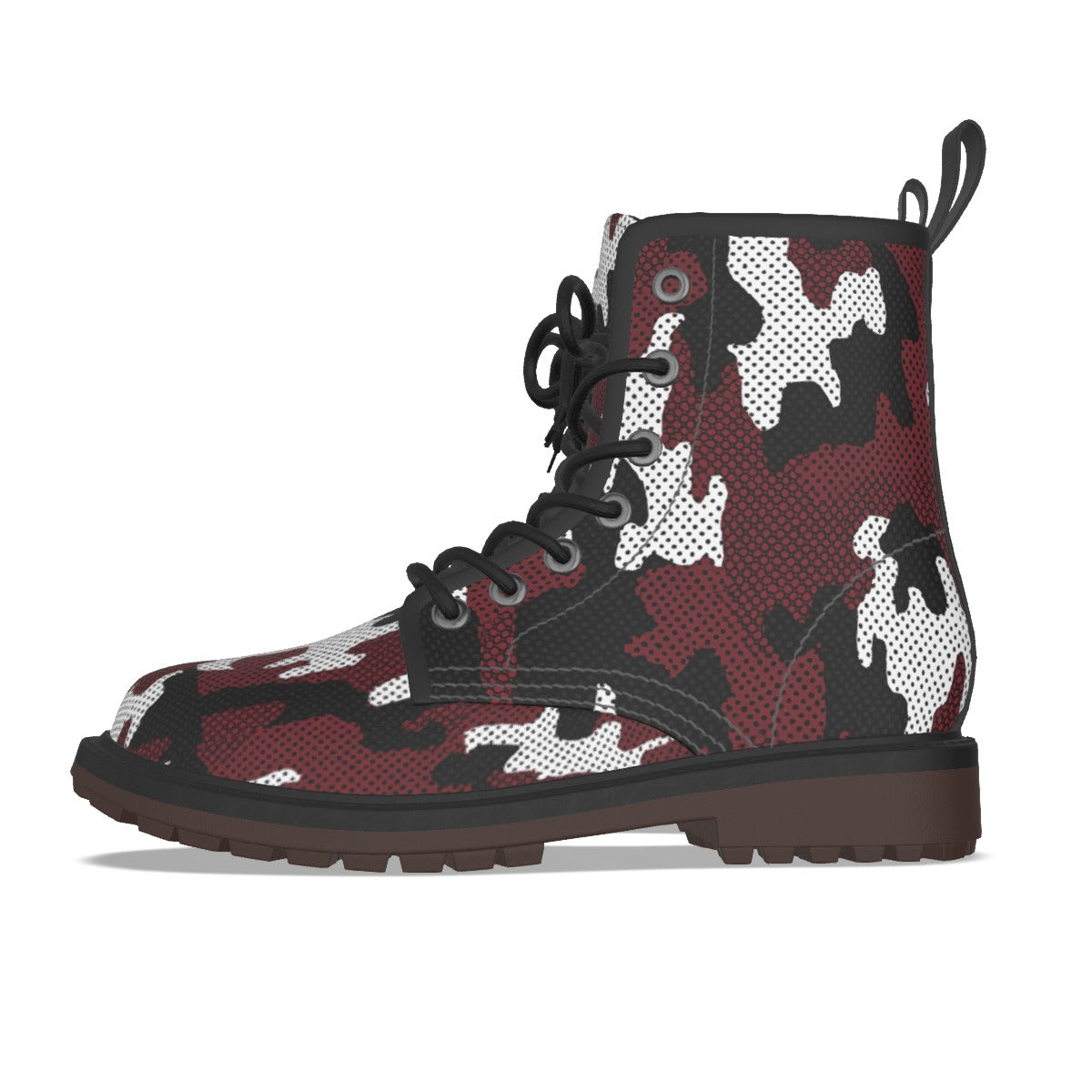 Urban Legend Texas A&M Maroon and White Camo Martin Short Boots – Aggies-Inspired Streetwear for Gam