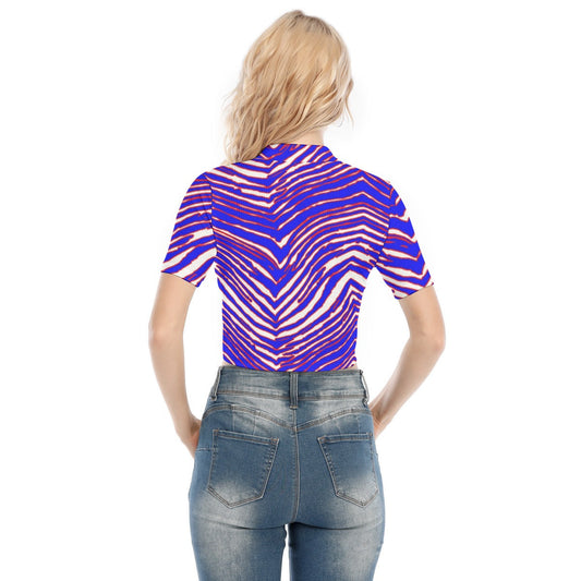 Buffalo Bills Zubaz Women's Short Sleeve T-shirt With Two-way Zipper
