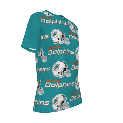 Miami Football Game Day All-Over Print Women's O-Neck T-Shirt|180 GSM Jersey