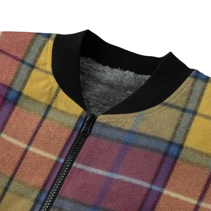 Buchanan – orange yellow blue colorful tartan Fleece Bomber Jacket