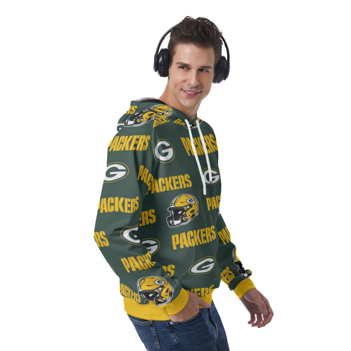 Green Bay Football Game Day All-Over Print Men's Raglan Pullover Hoodie