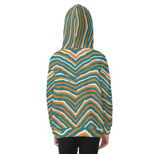 Miami Football Game Day All-Over Print Kid's Heavy Fleece Zip Up Hoodie