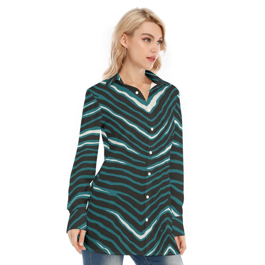 Philadelphia Football Game Day All-Over Print Women's Long Shirt |115GSM Cotton poplin