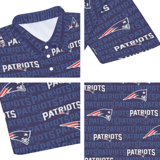 New England Football Game Day All-Over Print Men's Short Sleeve Polo Shirt With Button Closure