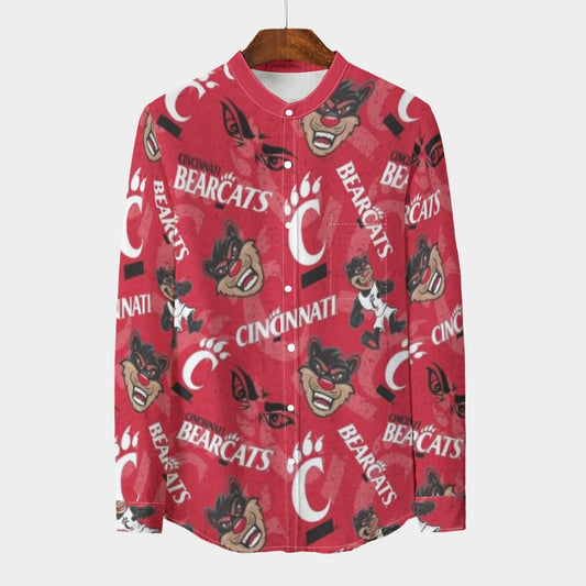 Cincinnati - Bearcats Stand Collar Shirt With Long Sleeve|110GSM Imitation Flax
