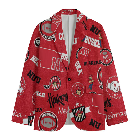 Nebraska Lincoln Cornhuskers Casual Flat Lapel Collar Blazer