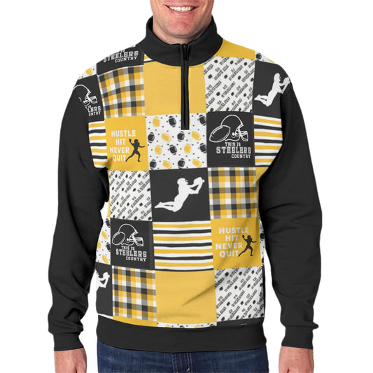 All-Over Print Men's Hidden Half-Zip Placket Hoodie