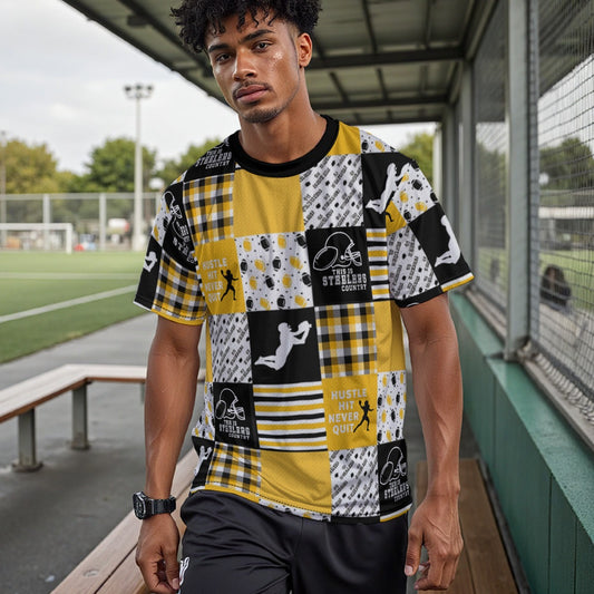 All-Over Print Drop Shoulder Crew Neck T-Shirt