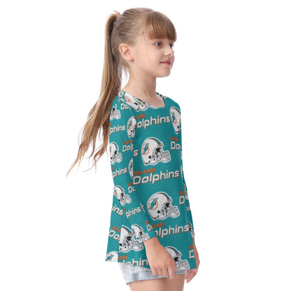 Miami Football Game Day All-Over Print Kid's Long Sleeve O-neck T-shirt