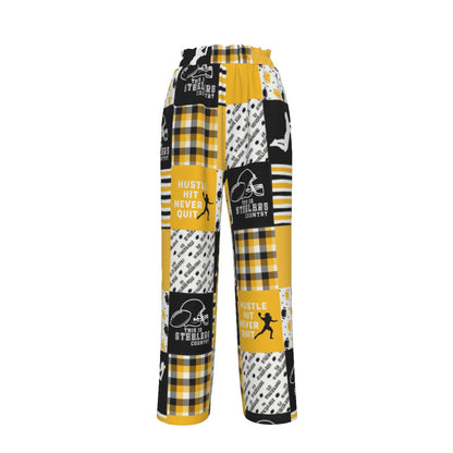 All-Over Print Women's Faux Silk Wide-Leg Pants