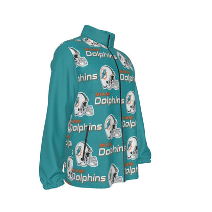 Miami Football Game Day All-Over Print Men's Stand-up Collar Zip-up Windproof Jacket