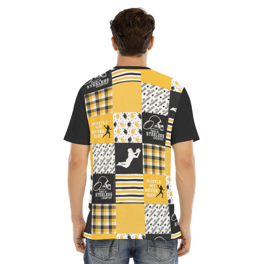 All-Over Print Men's Short Sleeve T-shirt With Button Closure