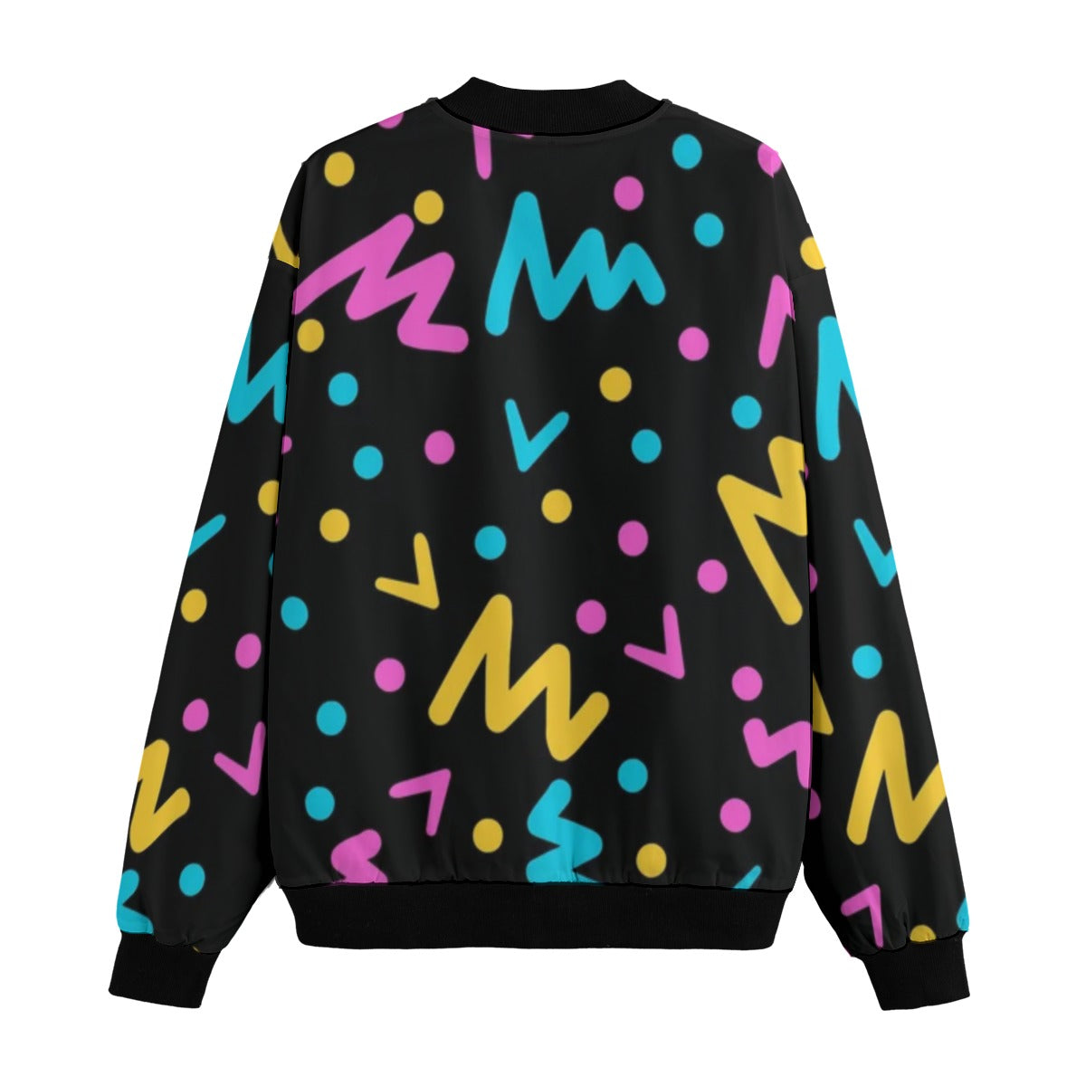 Urban Legend 90s Street Icons – Memphis Style Hand-Drawn Textured Fleece Bomber Jacket