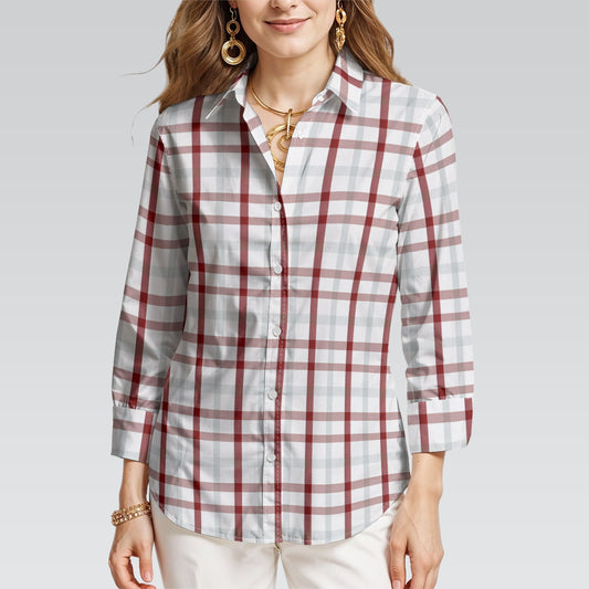 Indiana Tartan Plaid Bloomington  Hoosiers Women's 3/4 Sleeve Shirt