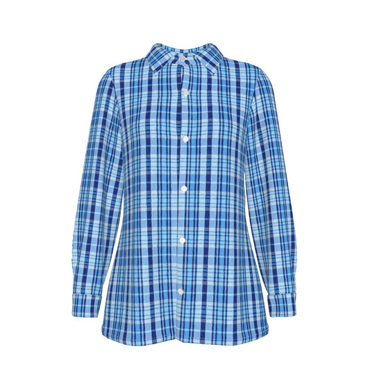 North Carolina Tartan Plaid Tar Heels Blue Women's Elastic-Back Shirt
