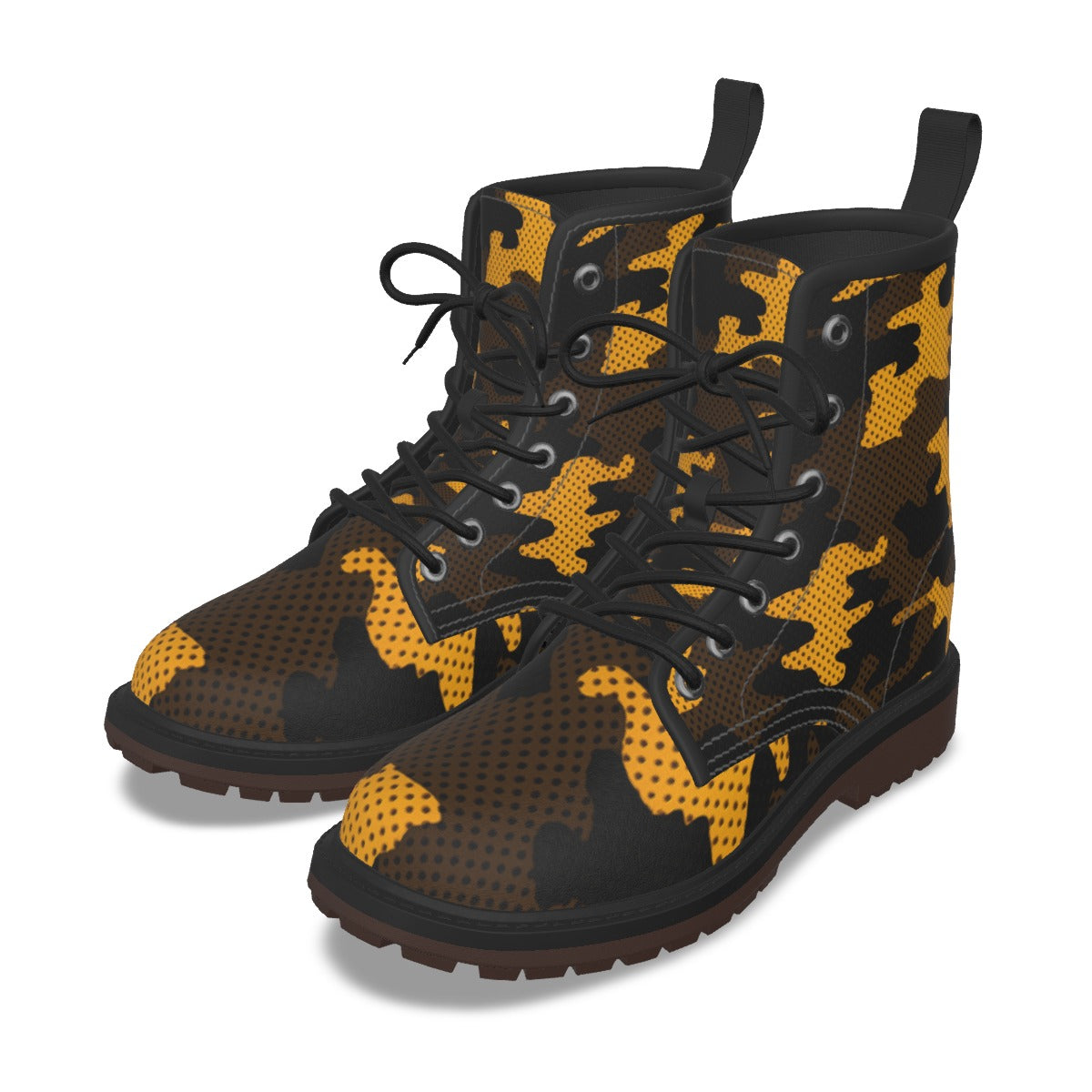 Urban Legend Central Florida Black and Gold Camo Martin Short Boots – Bold Knights-Inspired Streetwe
