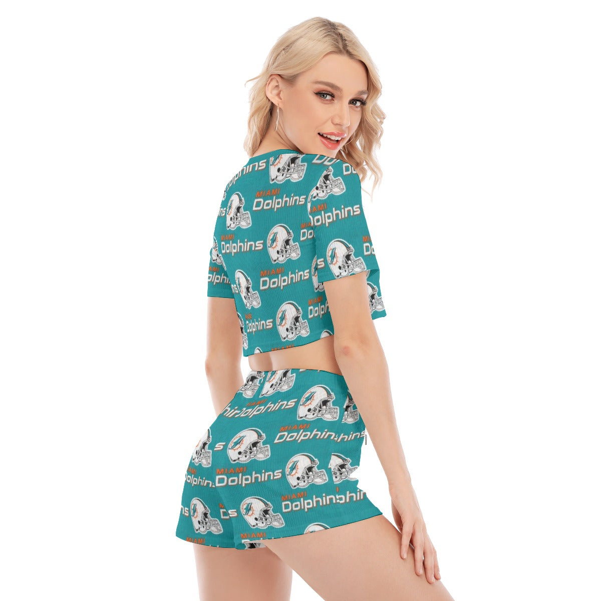 Miami Football Game Day All-Over Print Women's O-neck T-shirt Shorts Suit