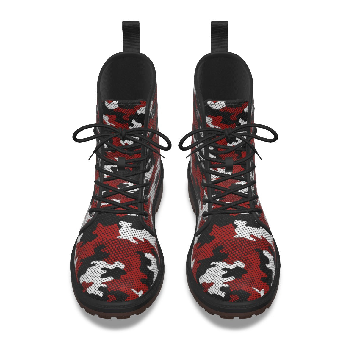 Urban Legend New Mexico Red, Silver, and Black Camo Martin Short Boots – Lobos-Inspired Streetwear f