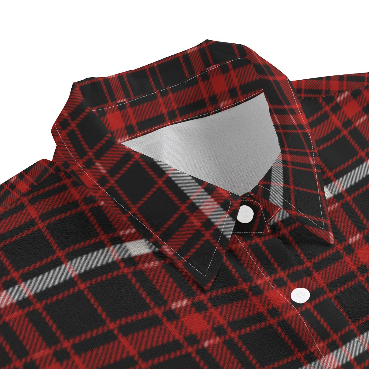 Nebraska Tartan Plaid Cornhuskers Women's Chiffon Shirt With Elbow Sleeve