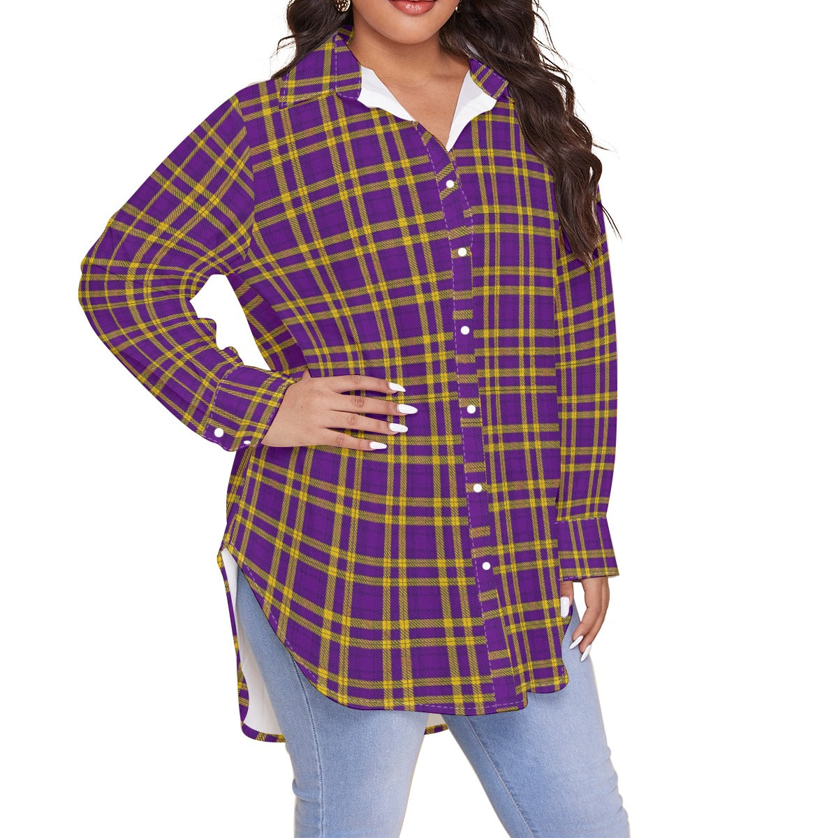 Louisiana Tartan Laid Tigers Lsu Women's Shirt With Long Sleeve(Plus Size)