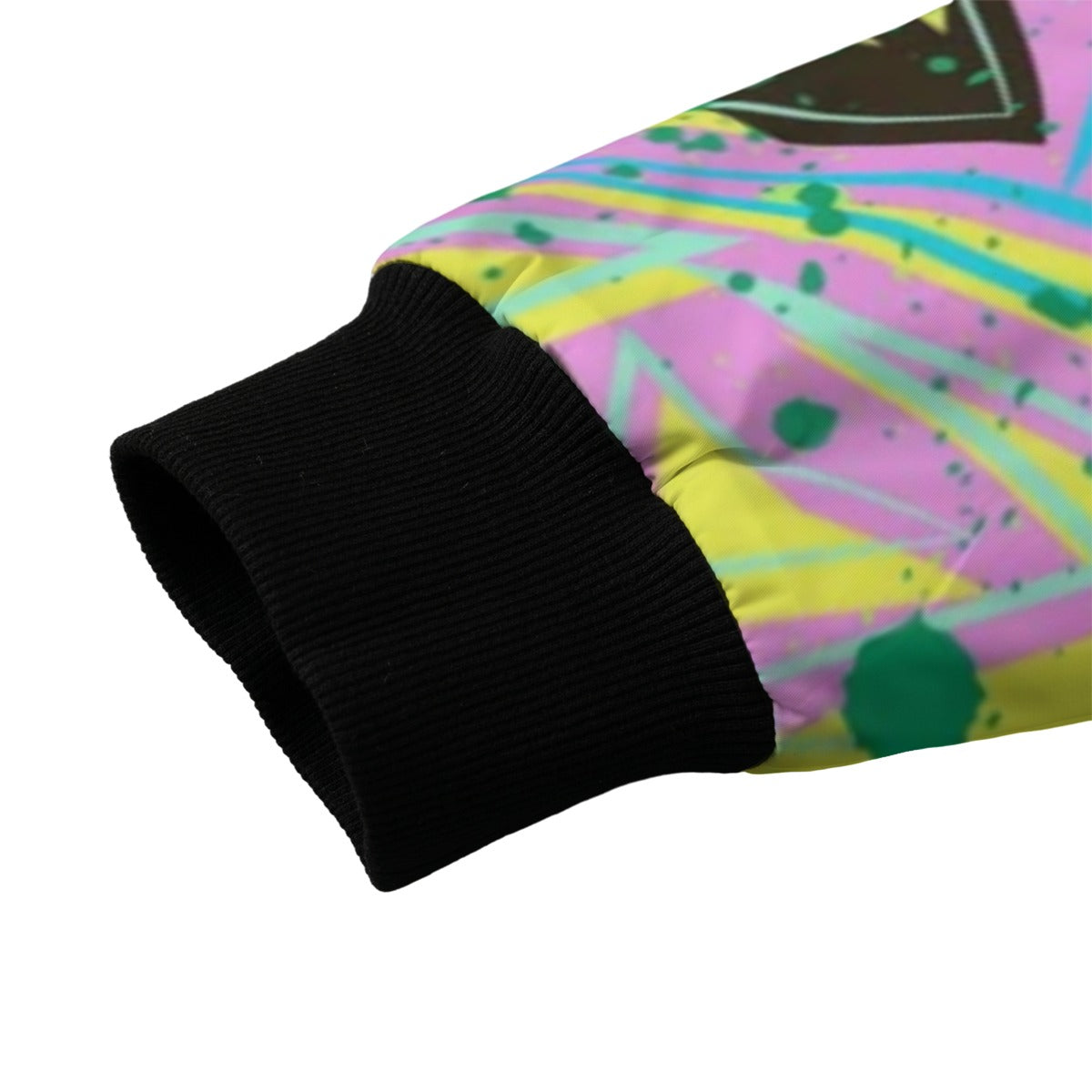 Graffiti Explosion Abstract Pink Yellow Seamless Fleece Bomber Jacket – Urban Streetwear Style