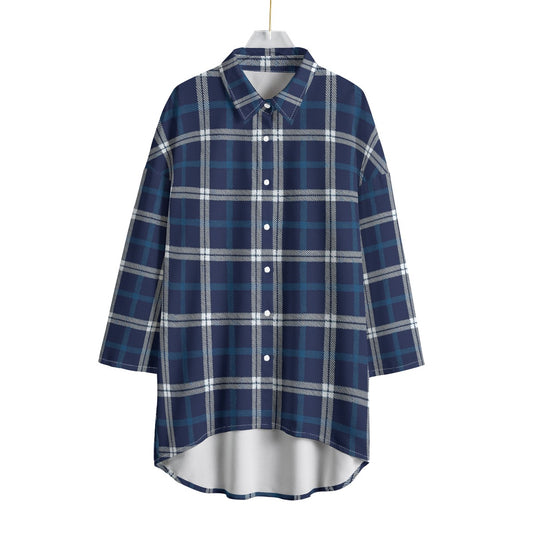 Penn State Tartan Plaid Nittany Lions  Women's Chiffon Shirt With Elbow Sleeve