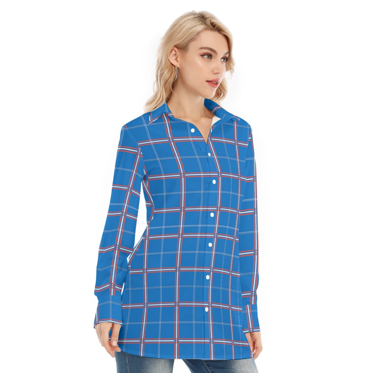 Kansas Tartan Plaid Jayhawks Women's Long Shirt