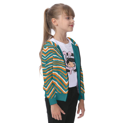 Miami Football Game Day All-Over Print Kid's Zip-up Hoodie With Patch Pocket