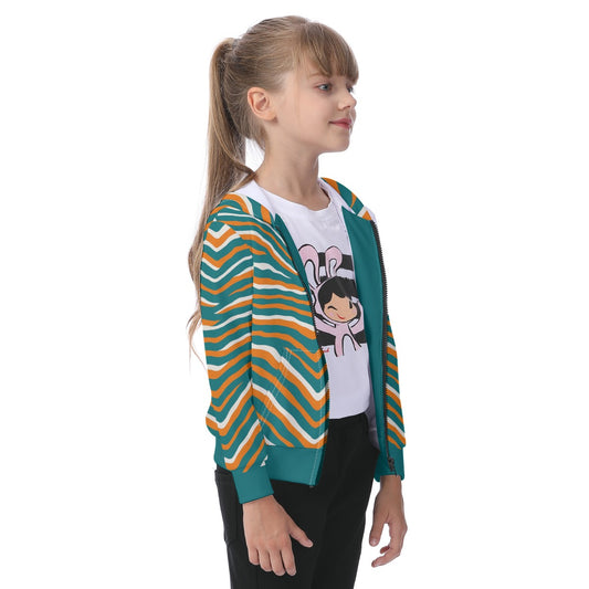 Miami Football Game Day All-Over Print Kid's Zip-up Hoodie With Patch Pocket