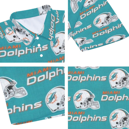 Miami Football Game Day All-Over Print Men's Short Sleeve Polo Shirt With Button Closure