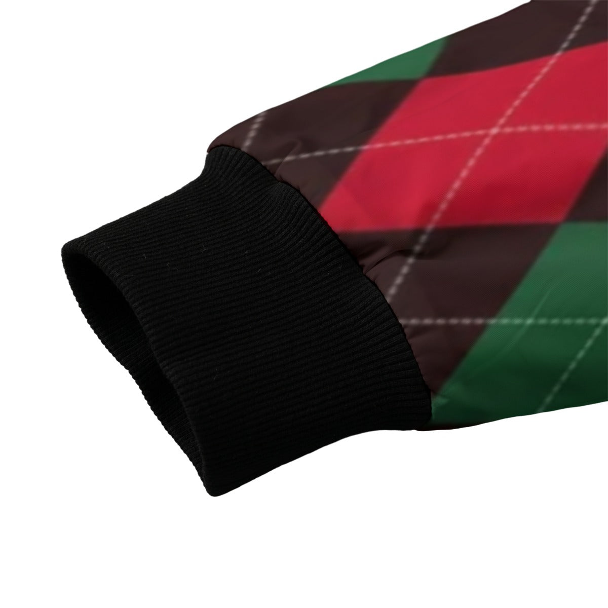 Urban Legend Christmas Argyle Pattern Seamless Fleece Bomber Jacket