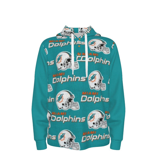 Miami Football Game Day All-Over Print Men's Half  Button Hoodie