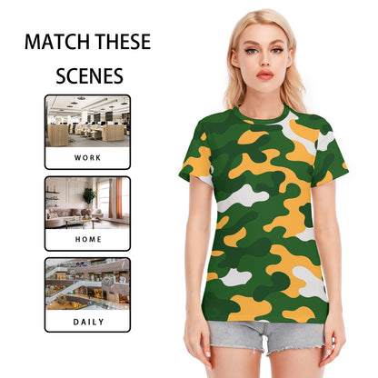 Green Bay Football Game Day All-Over Print Women's Round Neck T-Shirt | 190GSM Cotton